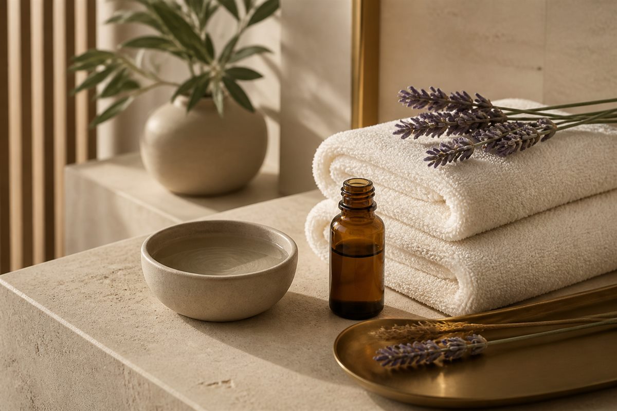 Bursa Nilüfer aromaterapi masajında kullanılan aromatik yağ ve lavanta detayları