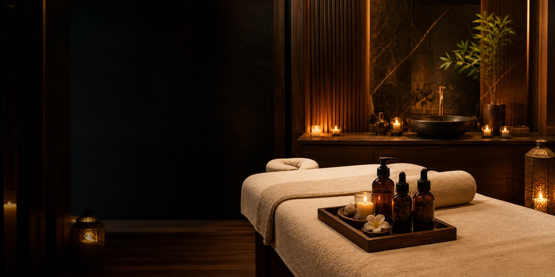 Bursa Nilüfer Lunessa Masaj Terapi için havlu, doğal yağ ve mumlarla hazırlanmış premium spa odası